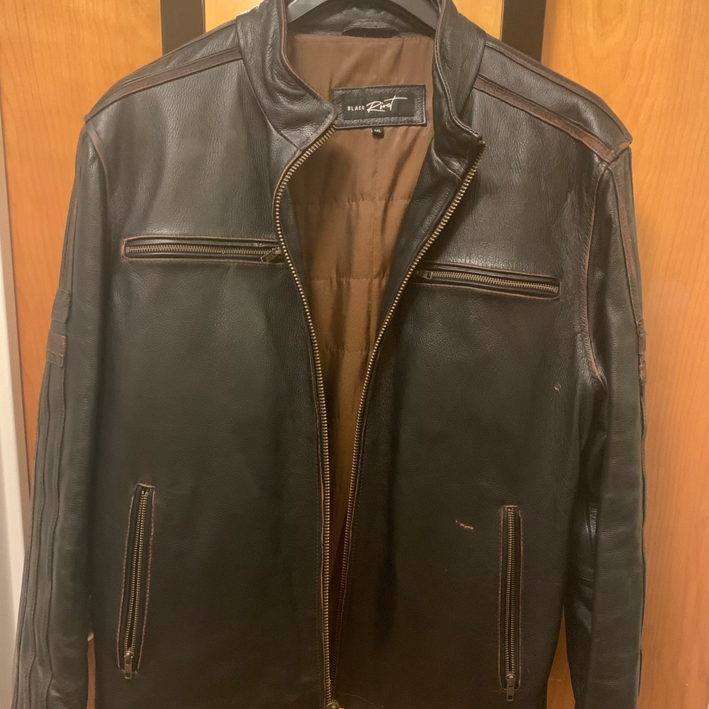 Black Rivet Antique Leather Cycle Jacket